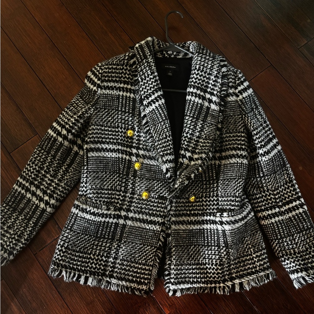 Women's Black and White Plaid Jacket